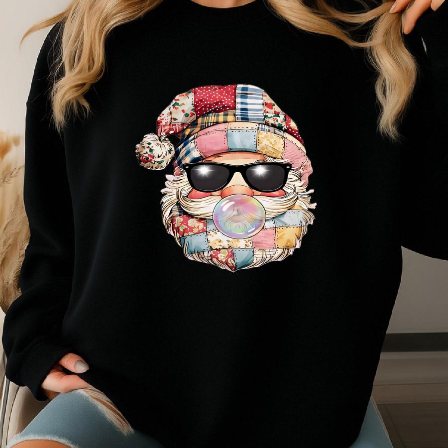 Christmas Santa Claus Shirt Patchwork Santa Claus Shirt Retro Christmas Gift Holiday Graphic Shirt Colorful Santa Shirt Merry Christmas Gift Sweatshirt