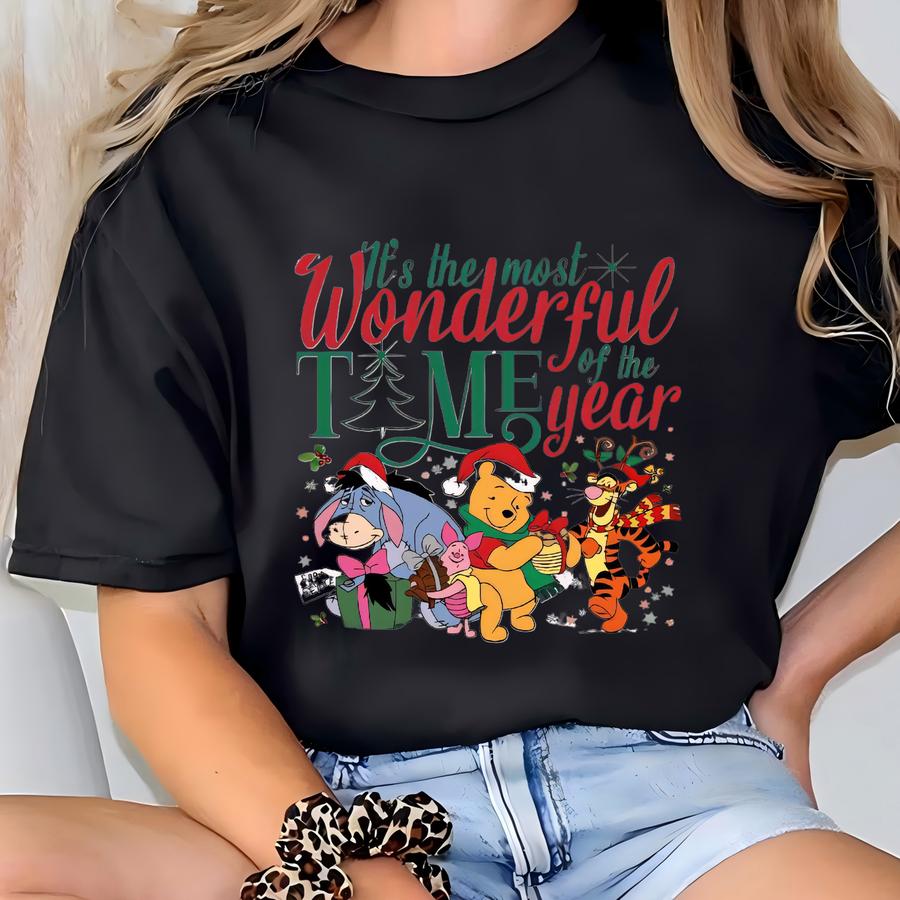 The Most Wonderful Time Of The Year Sweatshirt, Christmas Sweater, Pooh And Friends Christmas Land Hoodie, Bp T-shirt