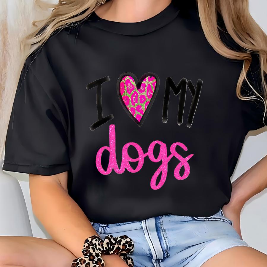 I Love My Dogs Sweatshirt: Cute Dog Mom Loose Fit Pullover T-shirt