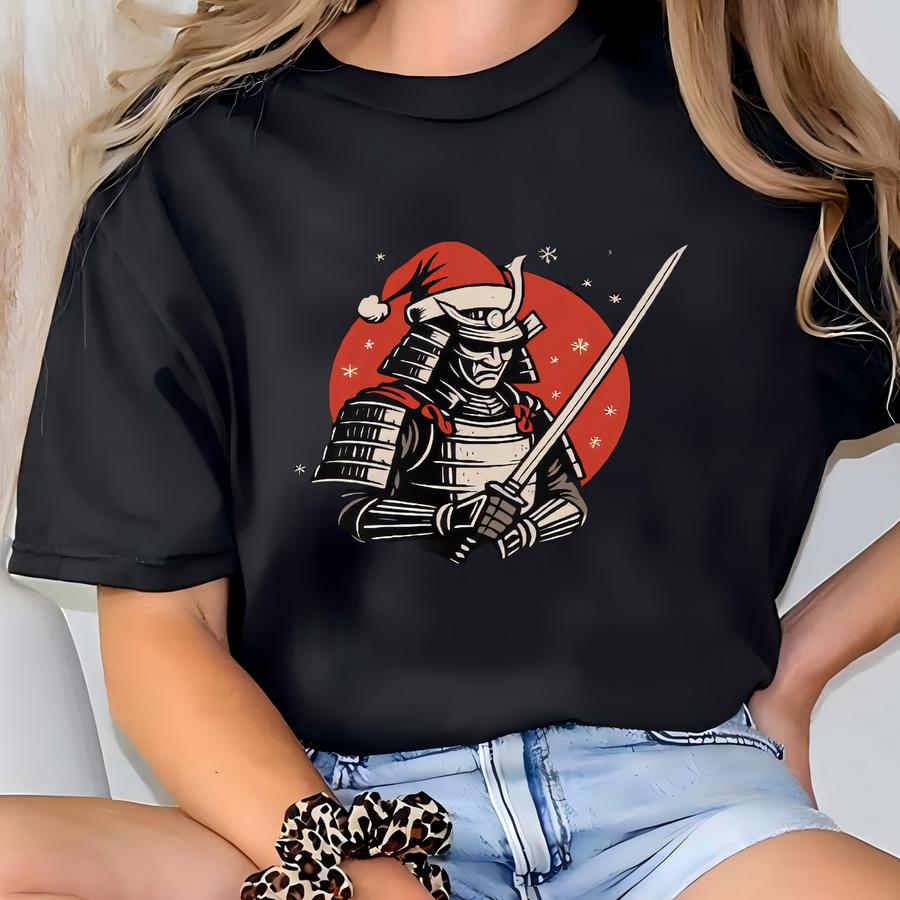Warrior Of Winter Samurai Christmas Sweatshirt, Gothic Holiday Pullover, Samurai Warrior Xmas Gift Sweater T-shirt