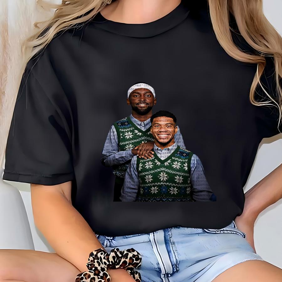 Step Brothers Giannis Antetokounmpo Bobby Portis Christmas Hoodie – Funny Holiday Basketball Ugly Sweater Style Graphic Tee For Fans T-shirt