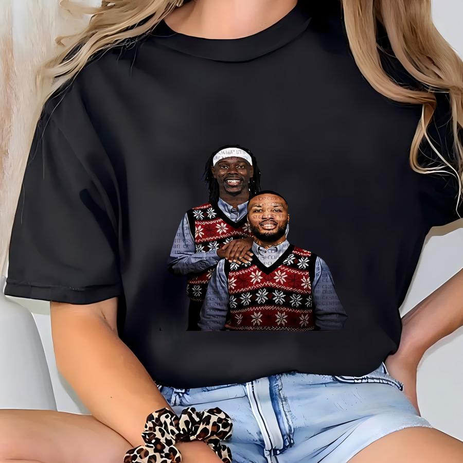 Damian Lillard Jrue Holiday Christmas Hoodie – Funny Holiday Basketball Ugly Sweater Style Graphic Tee For Fans T-shirt