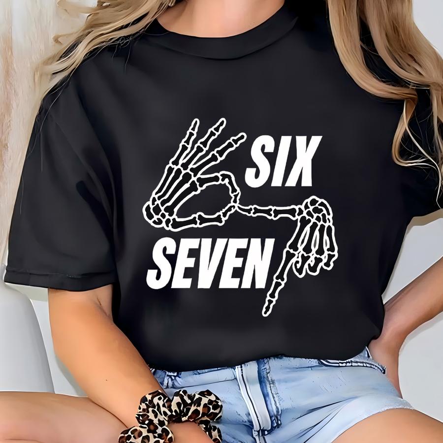 6 7 Meme Sweatshirt, Funny Skeleton Hands Tee, Halloween Couples Shirt, Shirt, Six Seven Hoodie, 67 Couples Tee T-shirt