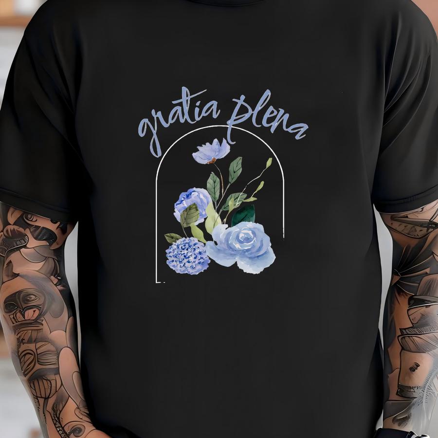 Catholic Women’s Sweatshirt | Gratia Plena Crewneck | Virgin Mary Floral Gift | Marian Devotion Clothing T-shirt