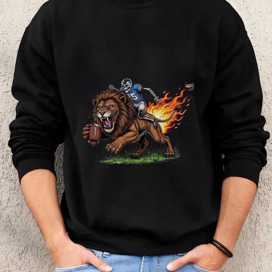 Vintage Detroit Football Sweatshirt, Detroit Football Gift, Football Shirt, Detroit Sweater, Sunday Football Gift, Mascot Game Day Tee Sweatshirt