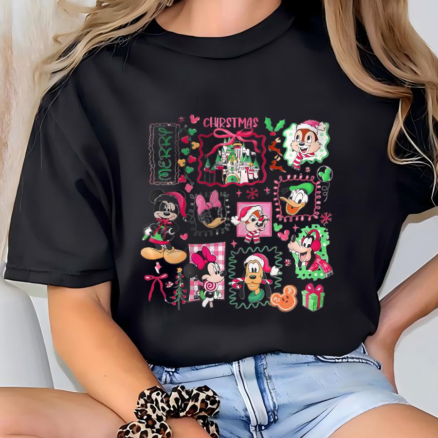 Retro Santa And Friends Shirt, 's Very Merry Christmas Party 2025 Shirt, Land Vacation Family Matching Trip Shirt T-shirt