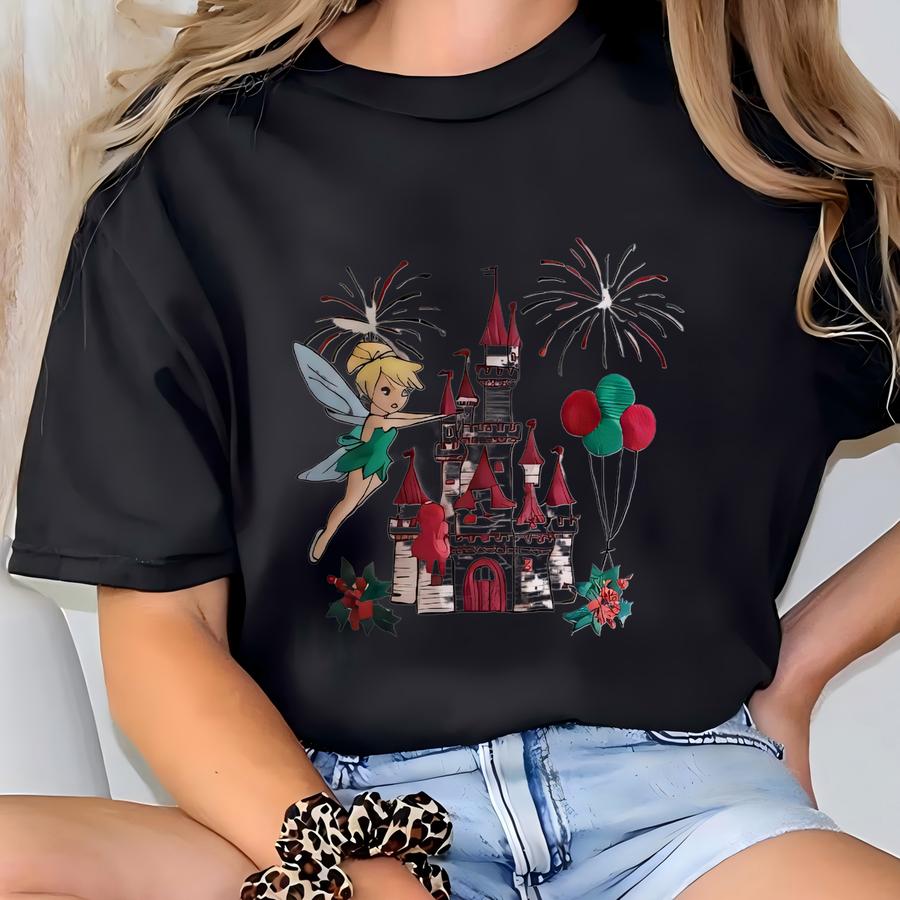 Youth  Castle Christmas Sweatshirt, Tinkerbell Christmas Shirt, Family Christmas Shirt, Kids Christmas Shirt T-shirt