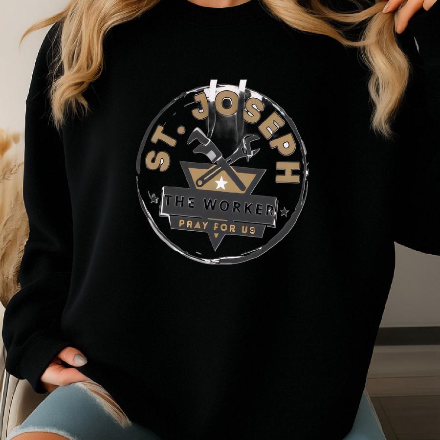 St. Joseph The Worker Hoodie: Catholic Men's Christian Pullover Sweatshirt