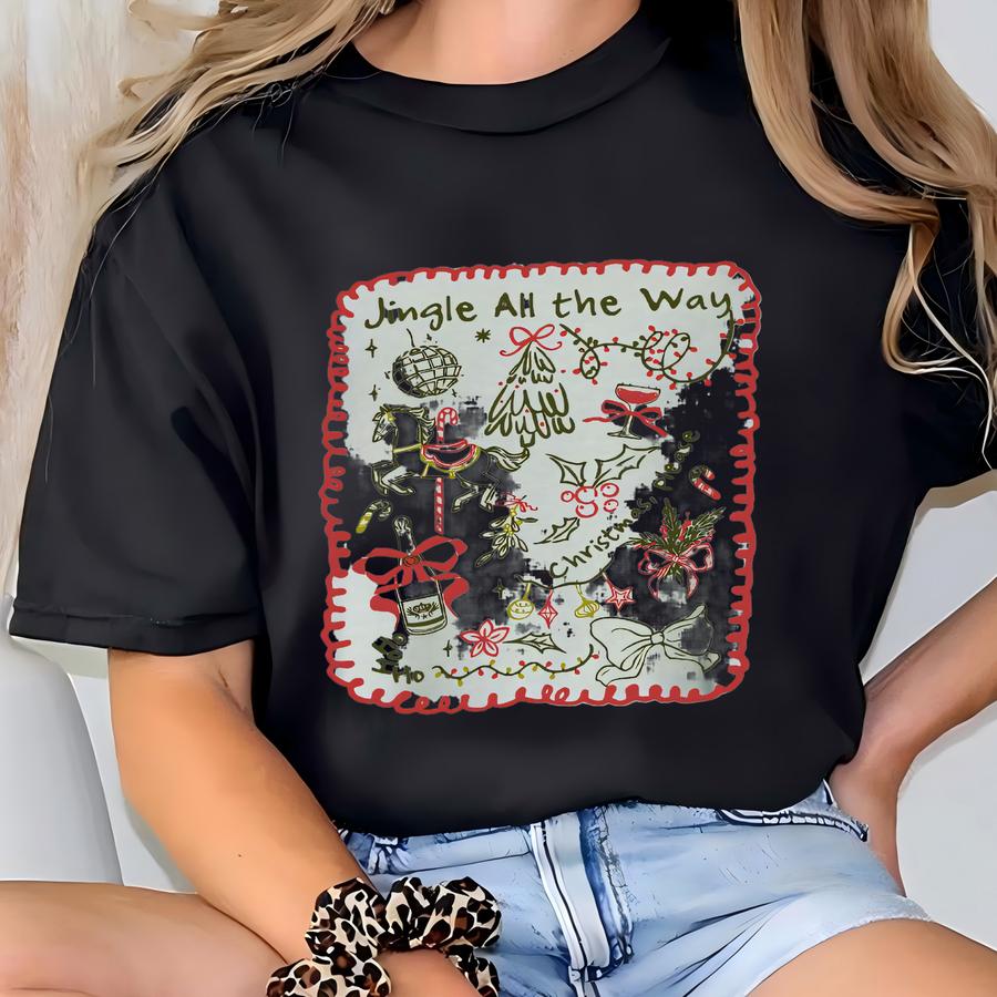 Jingle All The Way Christmas Shirt, Women Holiday Graphic Tee, Retro Christmas Day Shirt, Cute Festive Tee, Xmas Party Shirts T-shirt