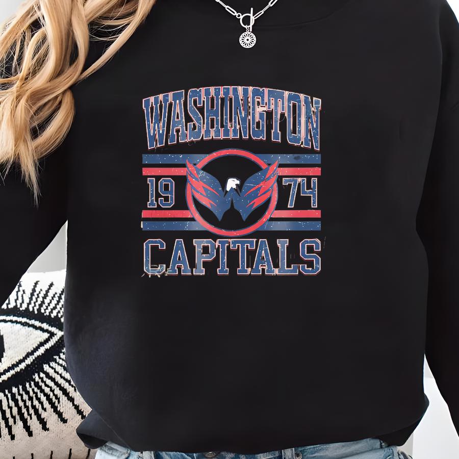 Washington Capital Sweatshirt Crewneck, Vintage Washington Hockey Fan Shirt, Washington Hockey Tee, Capitals Hockey Youth Sweater Sweatshirt
