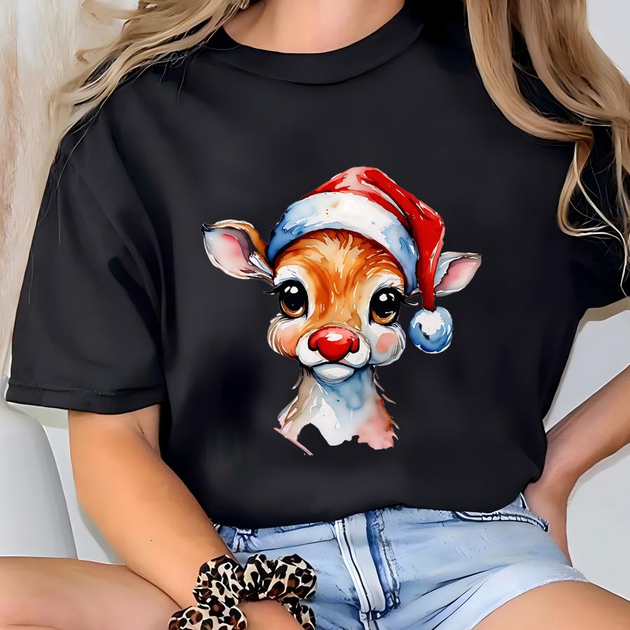 Christmas Reindeer Comfort Color Shirt, Cute Retro Christmas Tee, Family Holiday Matching Outfit, Festive Reindeer Hoodie, Christmas Gift T-shirt