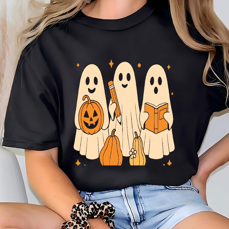 Retro Funny You Fall O Ween Directions Punny Fall Spooky Season Teacher Halloween Ghost Graphic Tshirt For Women T-shirt