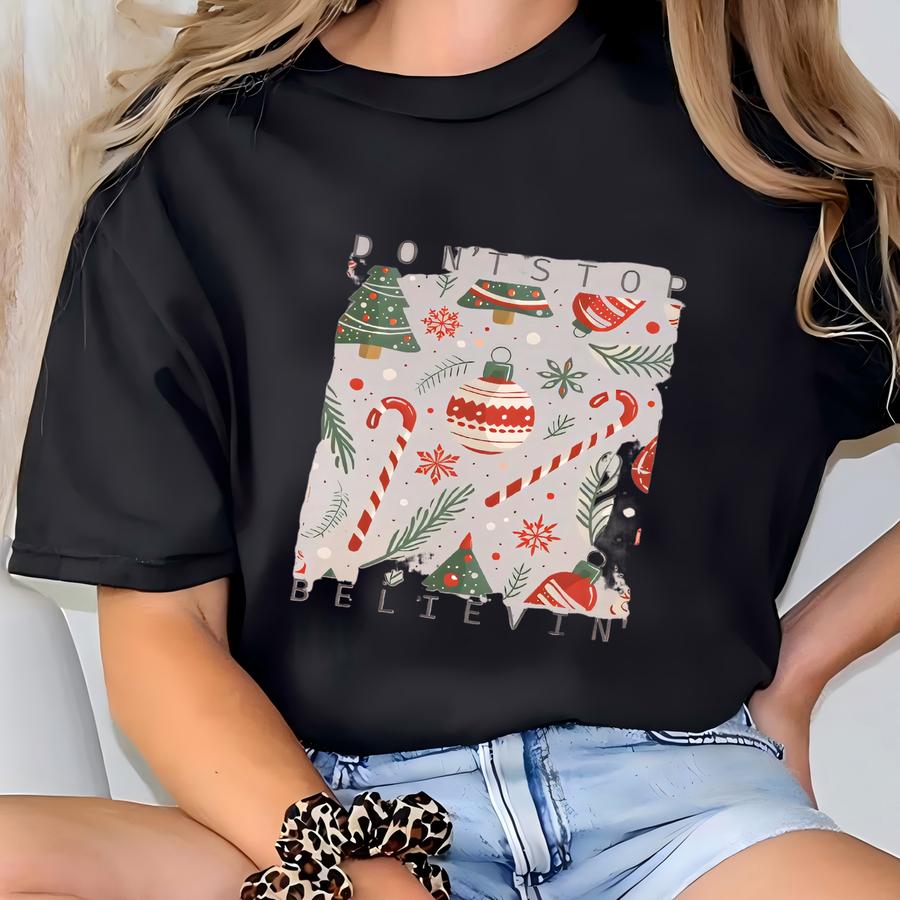 Believe Christmas Shirt, Christmas Gift, Christmas Believe Sweater, Merry Christmas, Gift Ideas, Christmas Mosaic Tshirt, Hoodie Xmas T-shirt