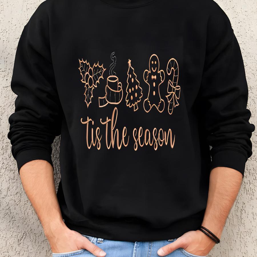 Christmas Sweatshirt, Christmas Tis The Season Hoodie/sweater, Christmas Gingerbread Man Hoodie Sweatshirt