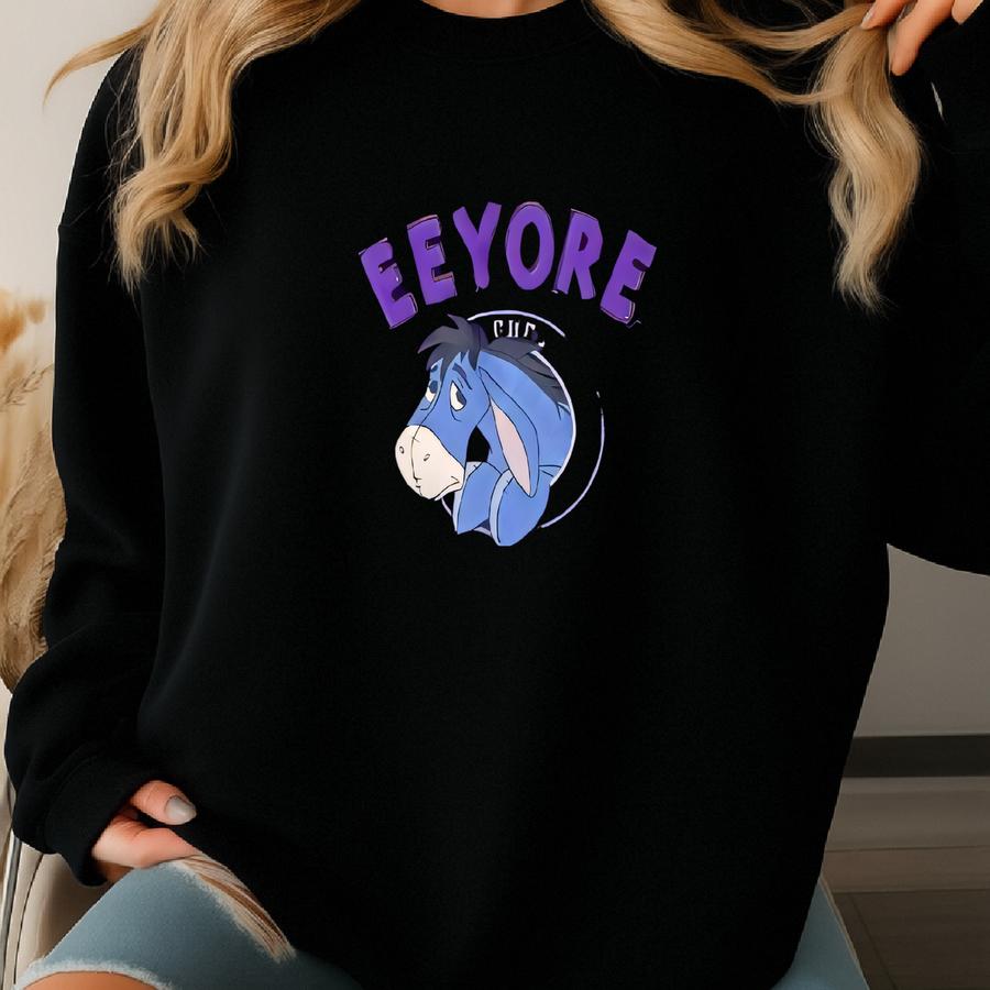 Vintage Eeyore Sweatshirt Crewneck Pullover Tigger Pooh Piglet Rabbit Kanga Logo Blue Large Sweatshirt
