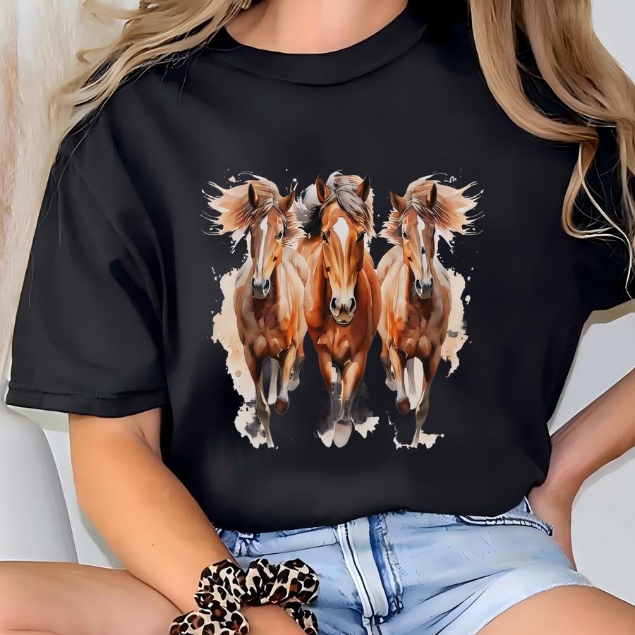 Horse Girl Shirt Western Cowgirl Graphic Tee Equestrian Riding Shirt Country Girl Gift Rodeo Ranch Tshirt  Vintage Equine Art Shirt T-shirt