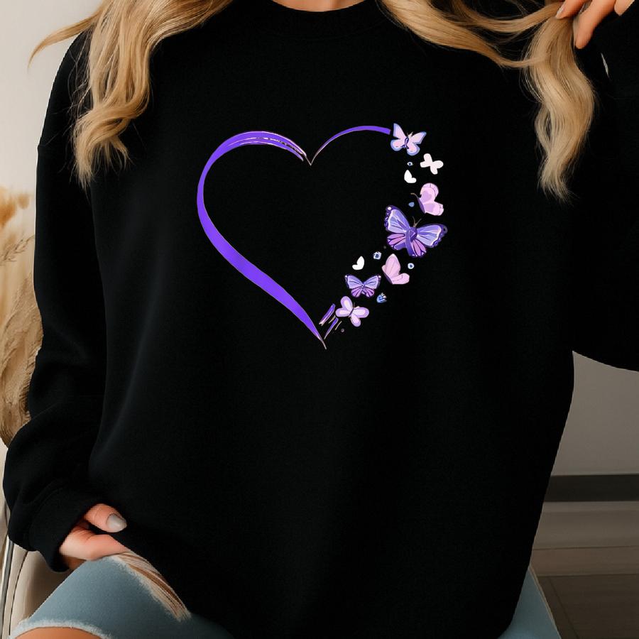 Alzheimer Heart T-shirt, Alzheimer Awareness Sweatshirt, Alzheimer's Fighter Crewneck, Awareness Hoodie, Awareness Month Gift Sweatshirt