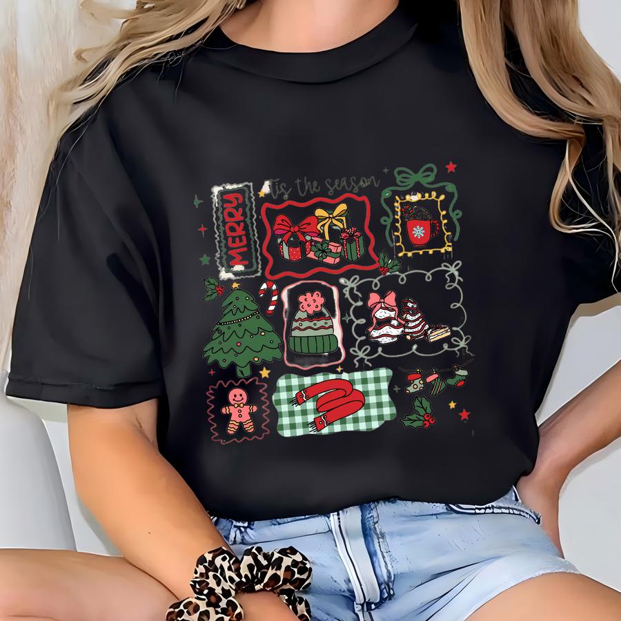 Christmas Xmas Sweatshirt, Tis The Season Sweater, Christmas Coquette Gift, Christmas Santa Crewneck T-shirt