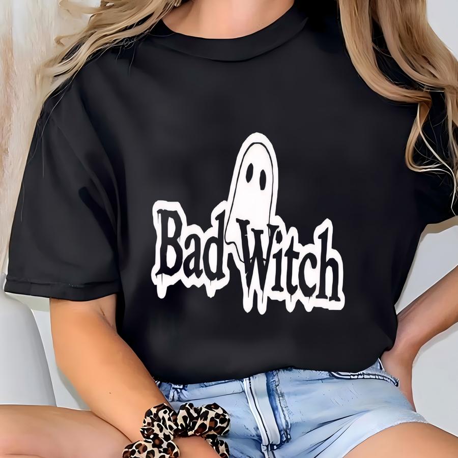 Bad Witch Ghost Halloween Sweatshirt – Spooky Gothic Pullover For Witchy Vibes Gift T-shirt
