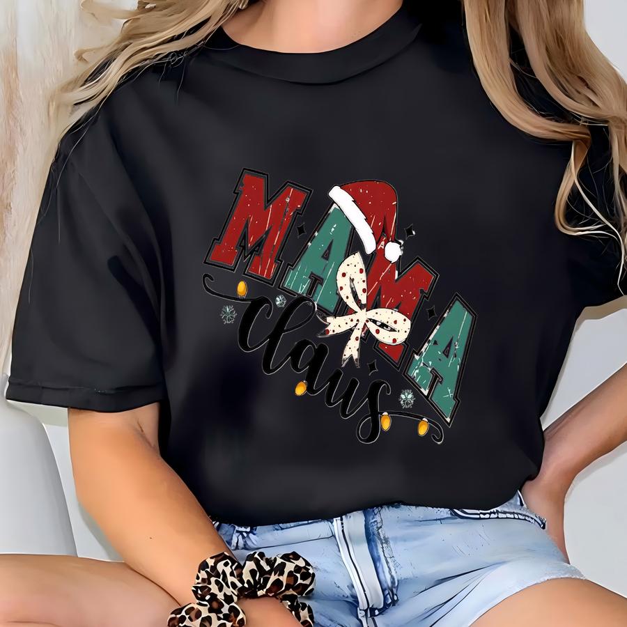 Custom Mama Claus Sweatshirt And Hoodie, Christmas Mama Claus Sweatshirt, Gift For Mom, Custom Mama Sweatshirt With Children Name On Sve T-shirt