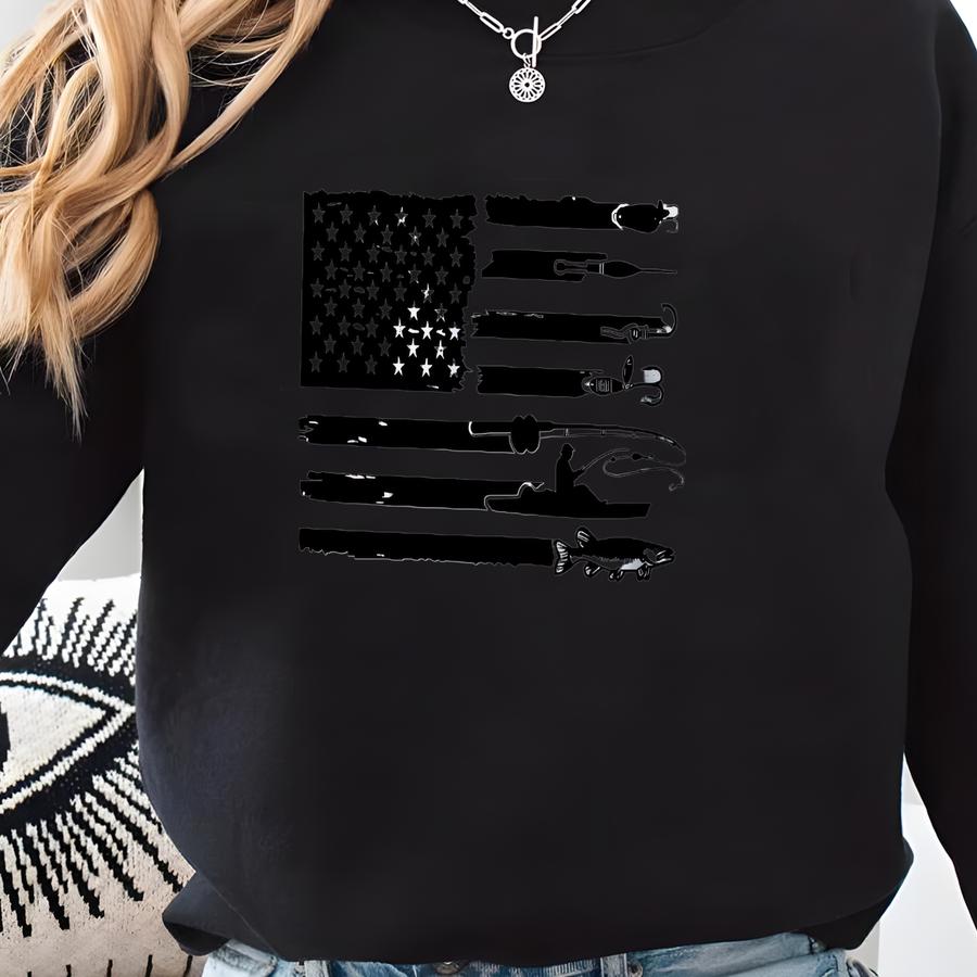 American Flag Fishing Sweatshirt: Patriotic Pullover Gift For Fisherman Sweatshirt