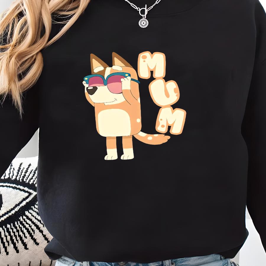 Blue Dog Mom Dad Shirt Family Matching Shirt Birthday Party Shirt Blueey Family Team Outfits Dad Mom Couple Shirt Cute Blue Dog Cartoon Tees Sweatshirt