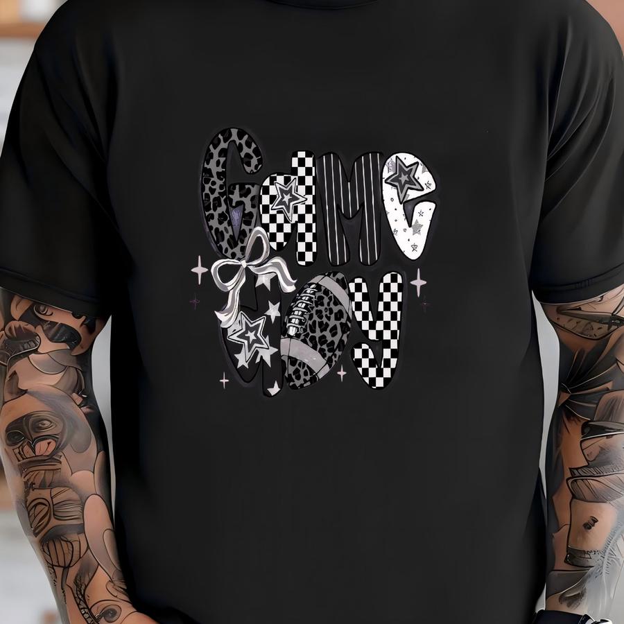 Game Day Shirt Checkered Purple Black T-shirt