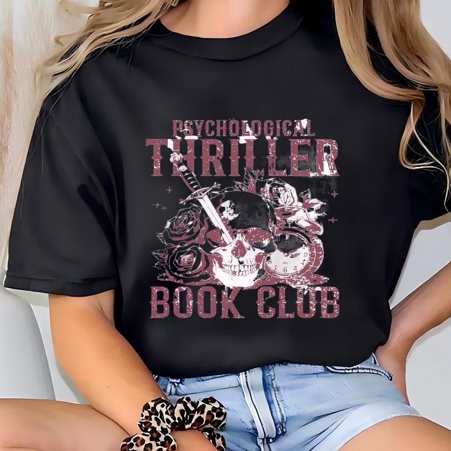 Thriller Book Club Sweatshirt: Spooky Bookworm Crewneck T-shirt