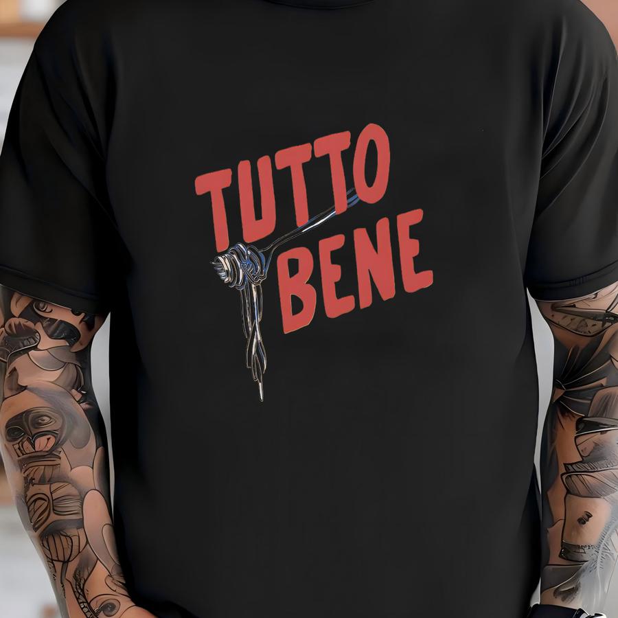 Tutto Bene Short Sve Cotton Hoodie | Cute Italian Saying Tee | Boho Pasta, Italy, Foodie Shirt | Men, Women’s, Unisex T-shirt