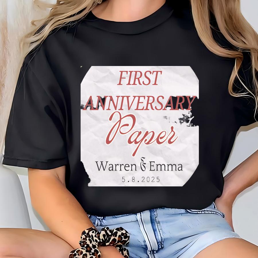 First Anniversary Ornament, Personalized Anniversary Ornament Paper, Wedding Anniversary Keepsake, Wife Husband Anniversary Ornament T-shirt