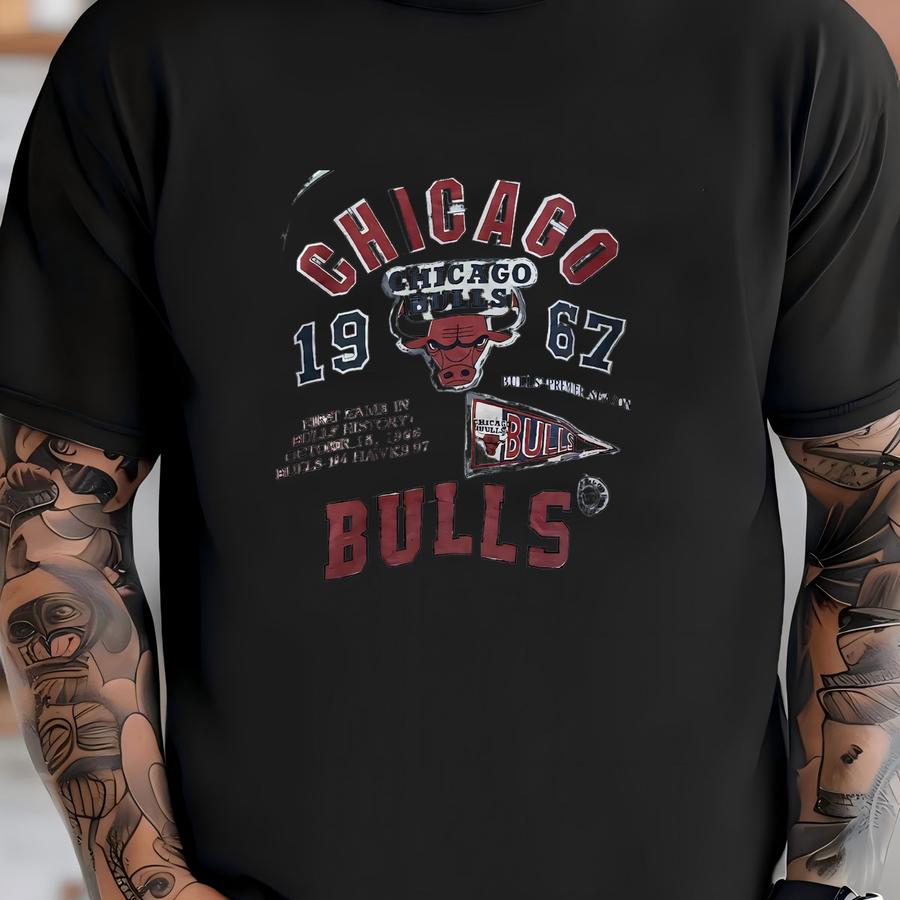 Vintage Distressed Chicago Bull History Games Cropped Sweatshirt Size L T-shirt