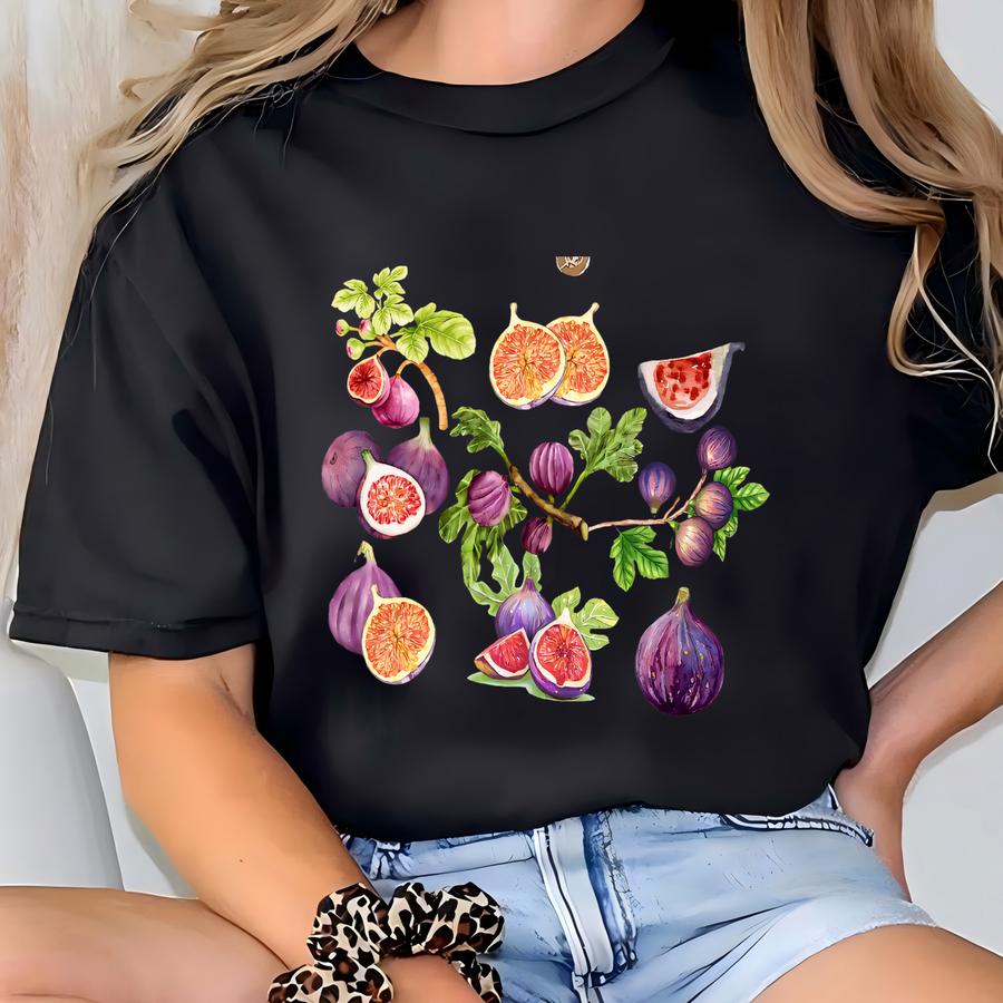 ® Retro Fig Shirt, Fruit Tee, Botanical Watercolor, Fruit Lover Gift, Garden Tee, Nature Aesthetic, Fig Lovers Tee T-shirt