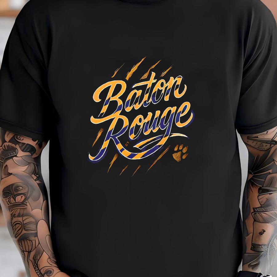 Lsu Tigers Inspired College Football Hoodie – Baton Rouge Script Design Shirt