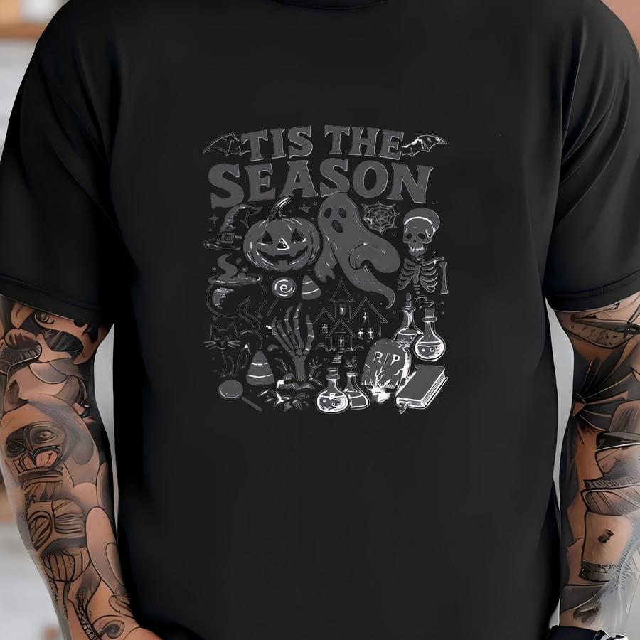 Vintage Halloween Shirt, Retro 'tis The Season Skeleton Pumpkin Ghost Halloween Hoodie, Halloween Shirt, Spooky Shirt T-shirt