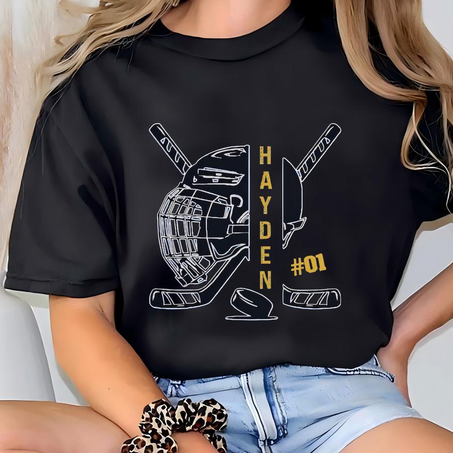 Personalized Hockey Hoodie, Custom Hockey Sweatshirt, Hockey Team Gift, Kids Or Adult Player Name Number, Hockey Player Gift, Team Colors T-shirt