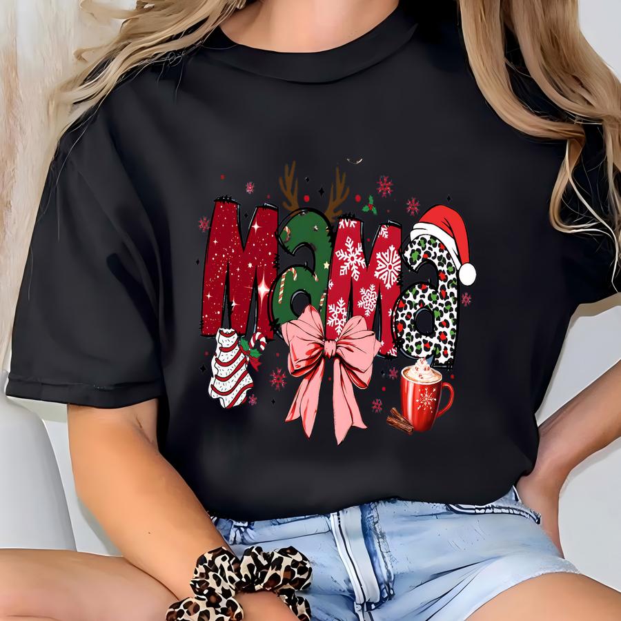 Christmas Mama Shirt, Festive Holiday Tee For Moms, Cute ® Christmas Top, Cozy Family Christmas Gift, Mom Holiday Outfit T-shirt
