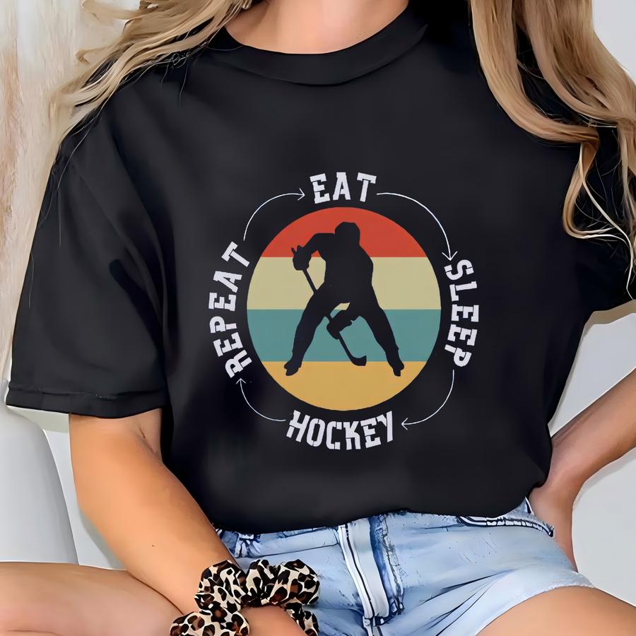 Eat, Sp, Hockey Repeat Unisex Youth Hockey Fan Hoodie Hockey Player Gift, Hockey Lover Hoodie Hockey Team Gifts, Funny Hockey Hoodie T-shirt