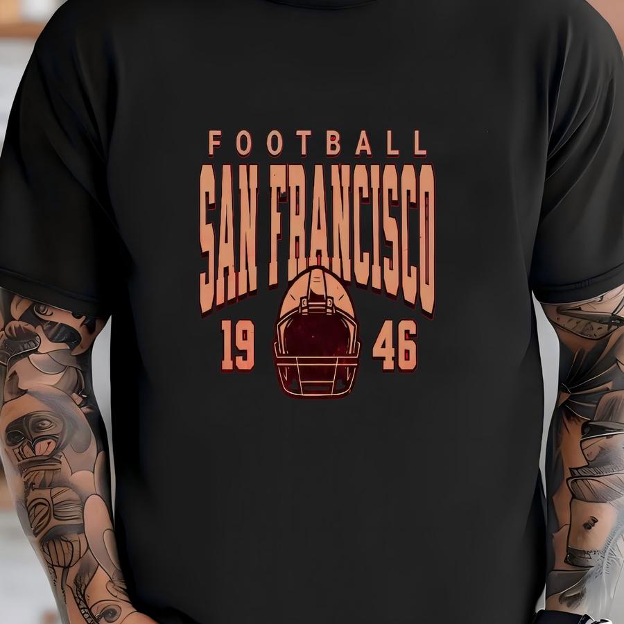Unisex Vintage Style San Francisco Football Crewneck Long Sve Hoodie/ 3/4 Sve Baseball Tees, Gift For Sports Fan, Game Day Outfit T-shirt