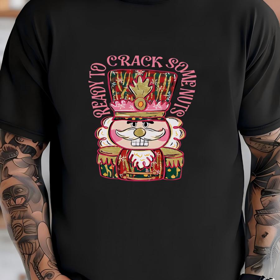 Nutcracker Christmas Sweatshirt Funny Design Holiday Crewneck Cotton Top Humorous Festive Apparel Winter Themed Humor Graphic Clothing T-shirt