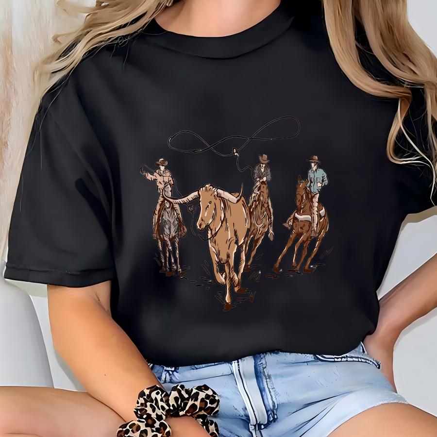 Cowboy Hoodie: Vintage Western Rodeo Tee T-shirt