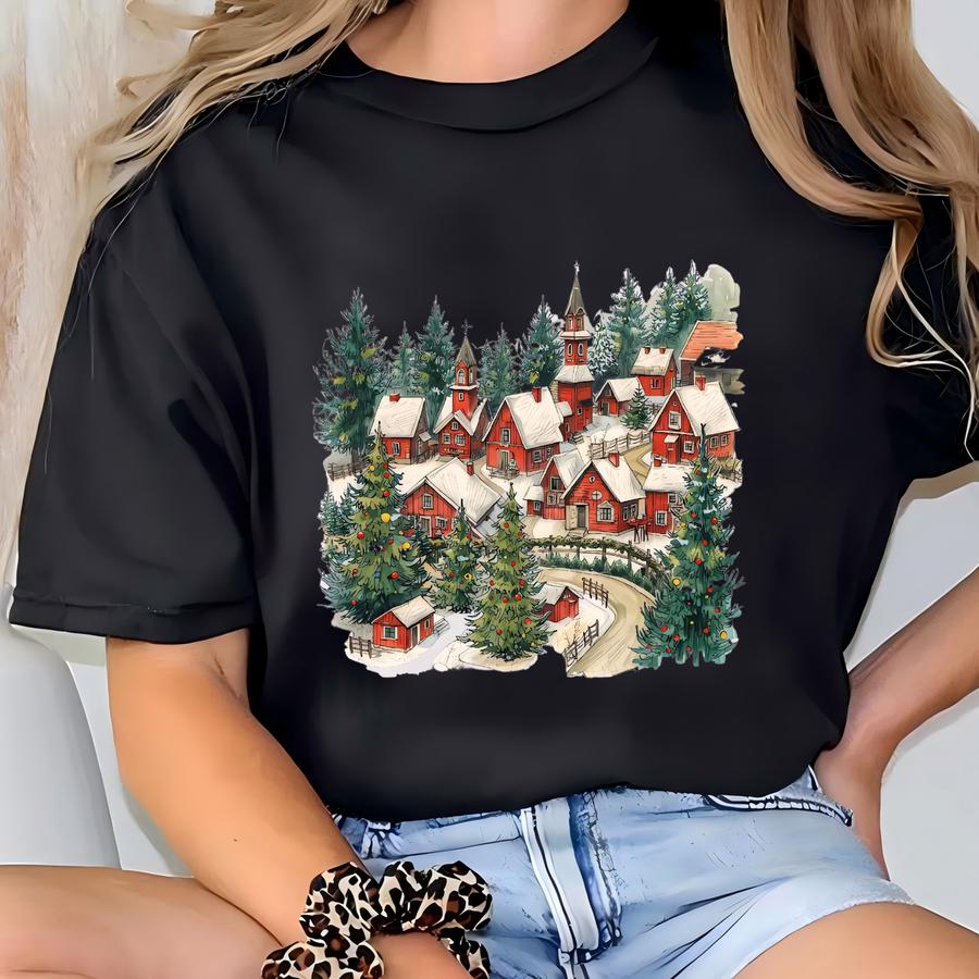 Christmas Village Sweatshirt, Winter Wonderland, Christmas Shirt For Women, Family Winter Shirt, Christmas Farm Shirt, Winter Lover Shirt T-shirt