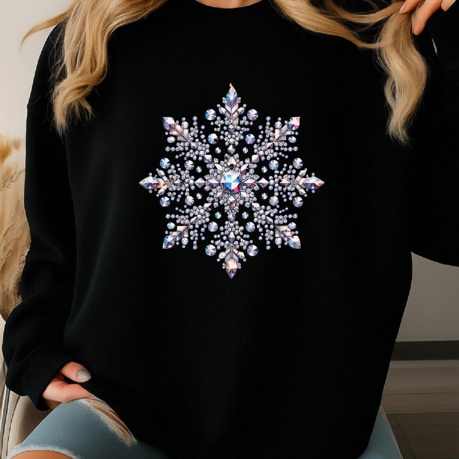 Snowflake T-shirt, Snowflake Winter Christmas Shirt, Christmas Shirt, Plus Sizes, Glitter Image, Not Real Glitter, S-4xl Sweatshirt