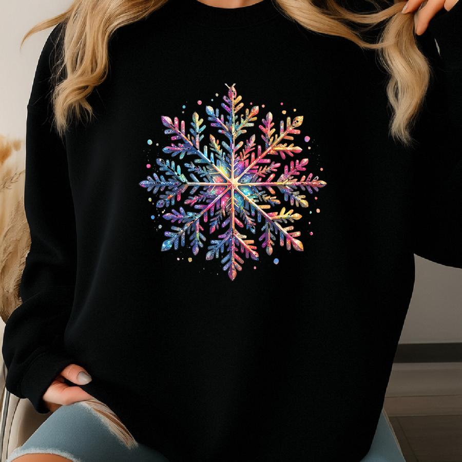 ® Snowflake T-shirt, Snowflake Winter Christmas Shirt, Christmas Shirt, Plus Sizes, Glitter Image, Not Real Glitter, S-4xl Sweatshirt