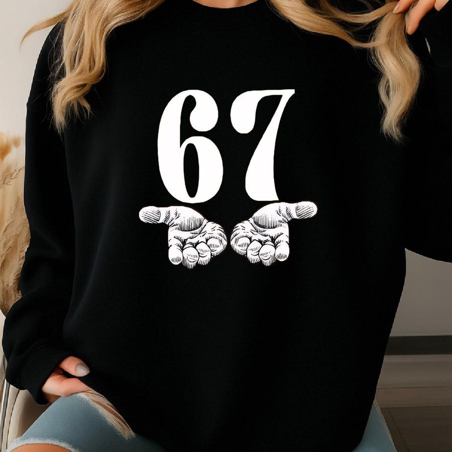Six Seven 6 7 Meme Funny Hands Halloween Shirt, Viral Internet Meme Humor Shirt, Funny Generation Z Shirt, 67 Trend, Funny Social Media Sweatshirt