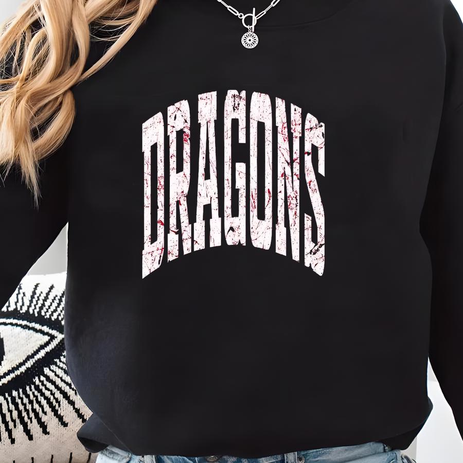 Dragons Sweatshirt, Vintage Dragons Game Day Hoodie, Dragons School Spirit Sweatshirt, Tailgate Crewneck, School Mascot, Football Sweater Sweatshirt