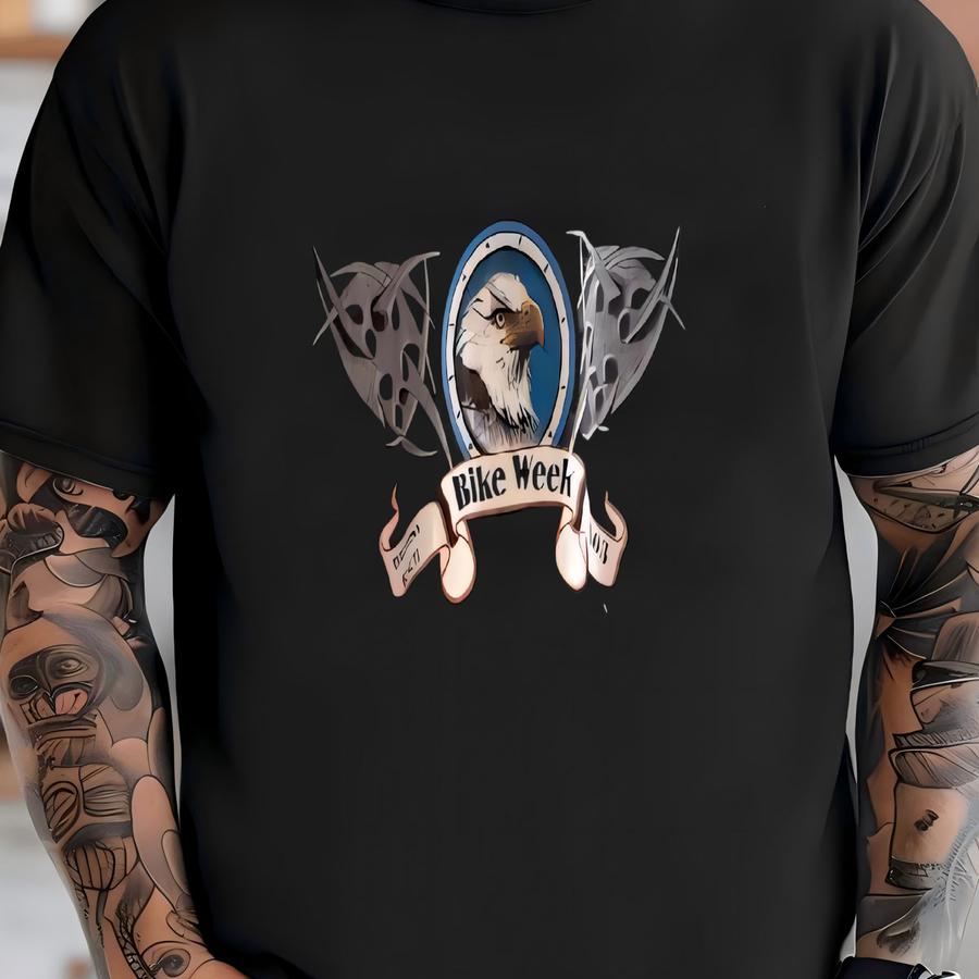 Vintage 2000’s Y2k Bike Week Motorcycle Black Graphic Tee Shirt - Large T-shirt