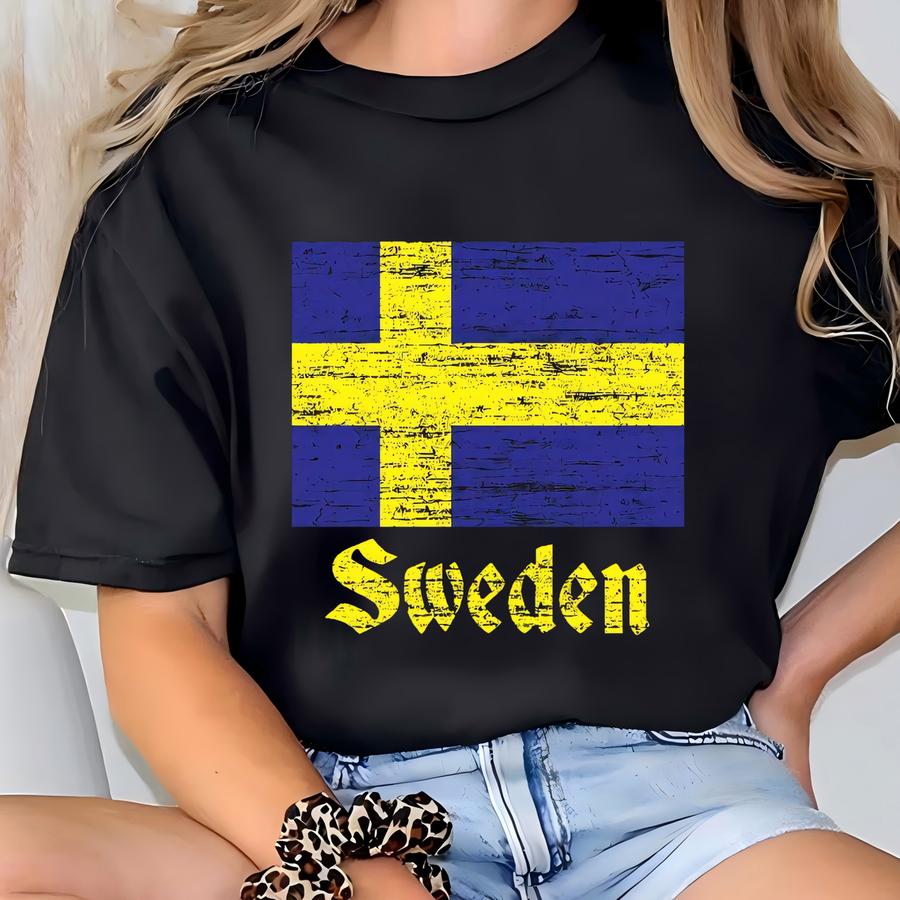 Swedish Flag Sweatshirt, Unisex Cotton Blend (crew Neck S-xxl) T-shirt