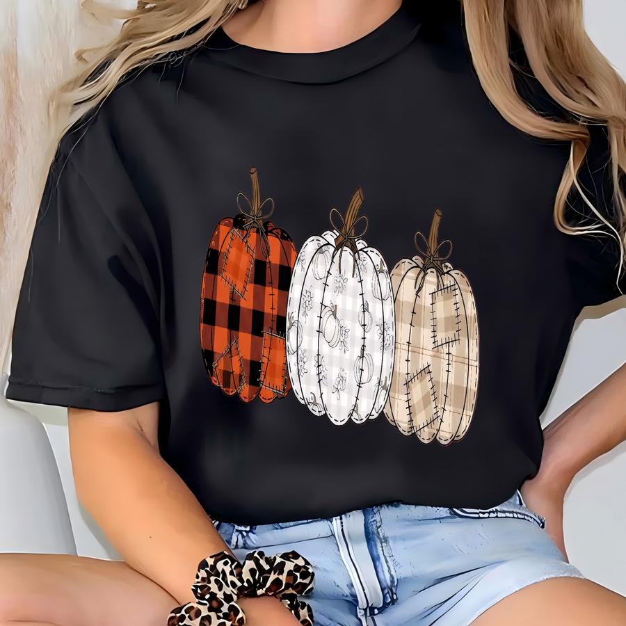 ® Fall Pumpkin Hoodie, Autumn Fall Shirt, Thanksgiving Shirt, Pumpkins Shirt, Checkered Pumpkin Shirt, Pumpkin Season Shirt T-shirt