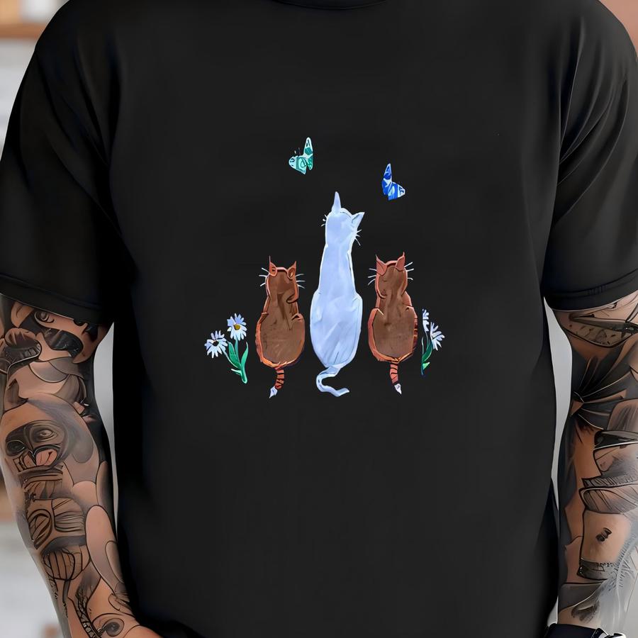 Vintage Bracken Countrywear Patchwork Cats Art Collared Sweatshirt Size L Fits M T-shirt