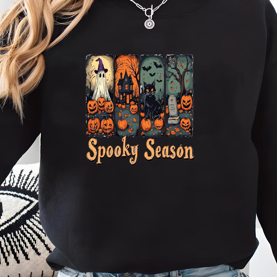 Spooky Season Sweatshirt, Halloween Hoodie, Cute Fall Sweater, Halloween Womens Hoodie, Vintage Graphic Sweatshirt, Autumn Gift Pullover Sweatshirt